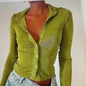 Polly Princess Melody Long Sleeve Green Top Sz 6